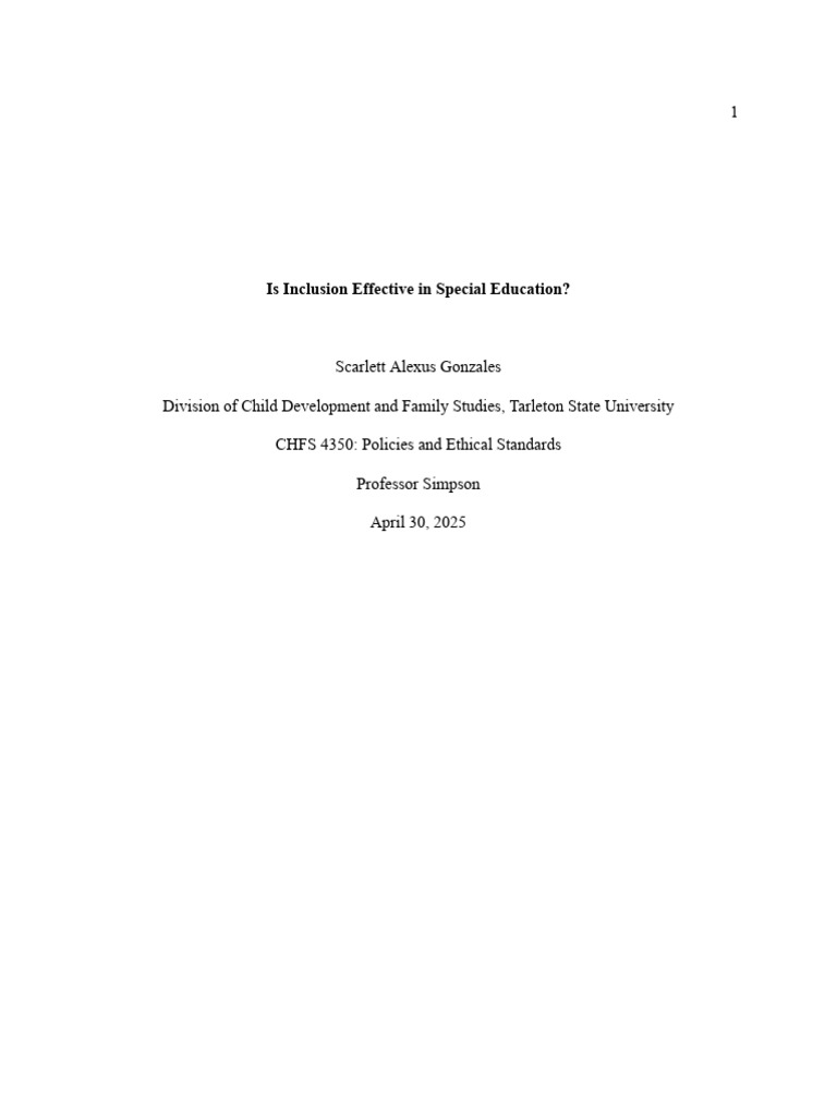 Effectiveness of Inclusion in Special Education | PDF | Inclusion ...