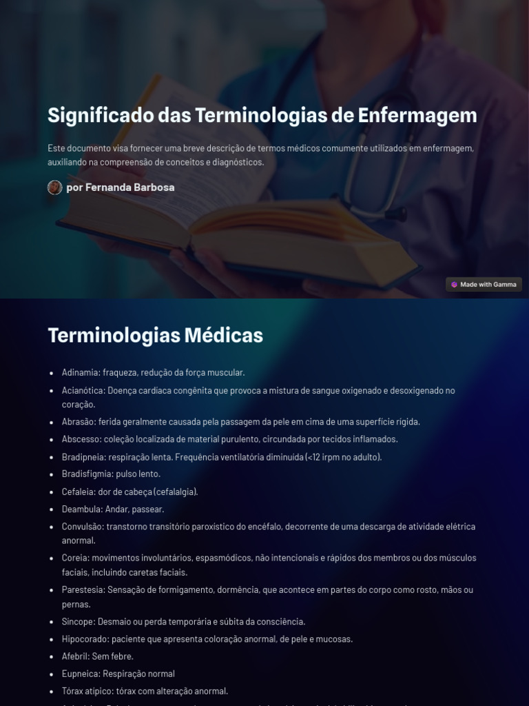 Terminologias Médicas em Enfermagem | PDF