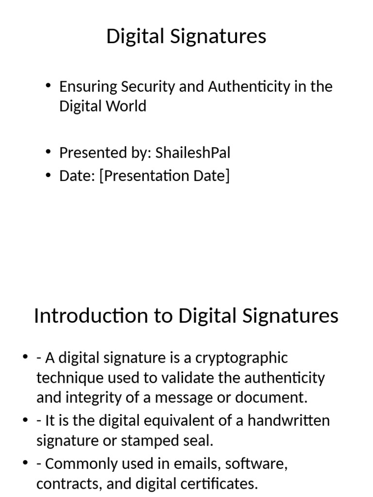 Digital Signature Presentation Pdf