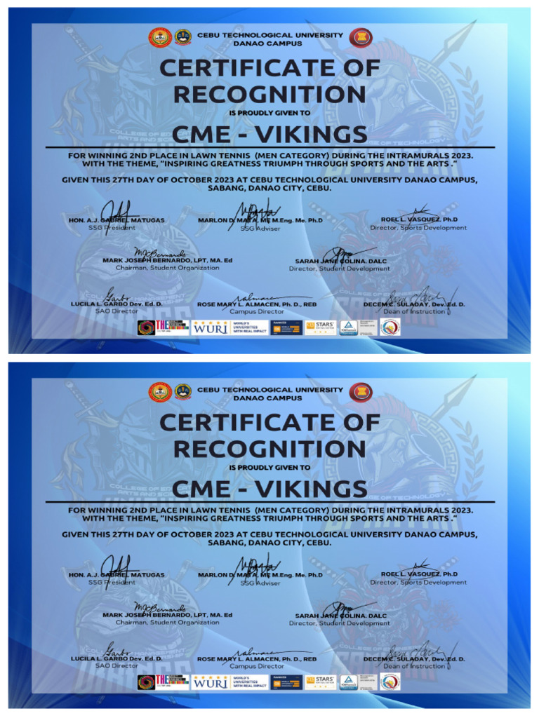 Intrams Certs | PDF