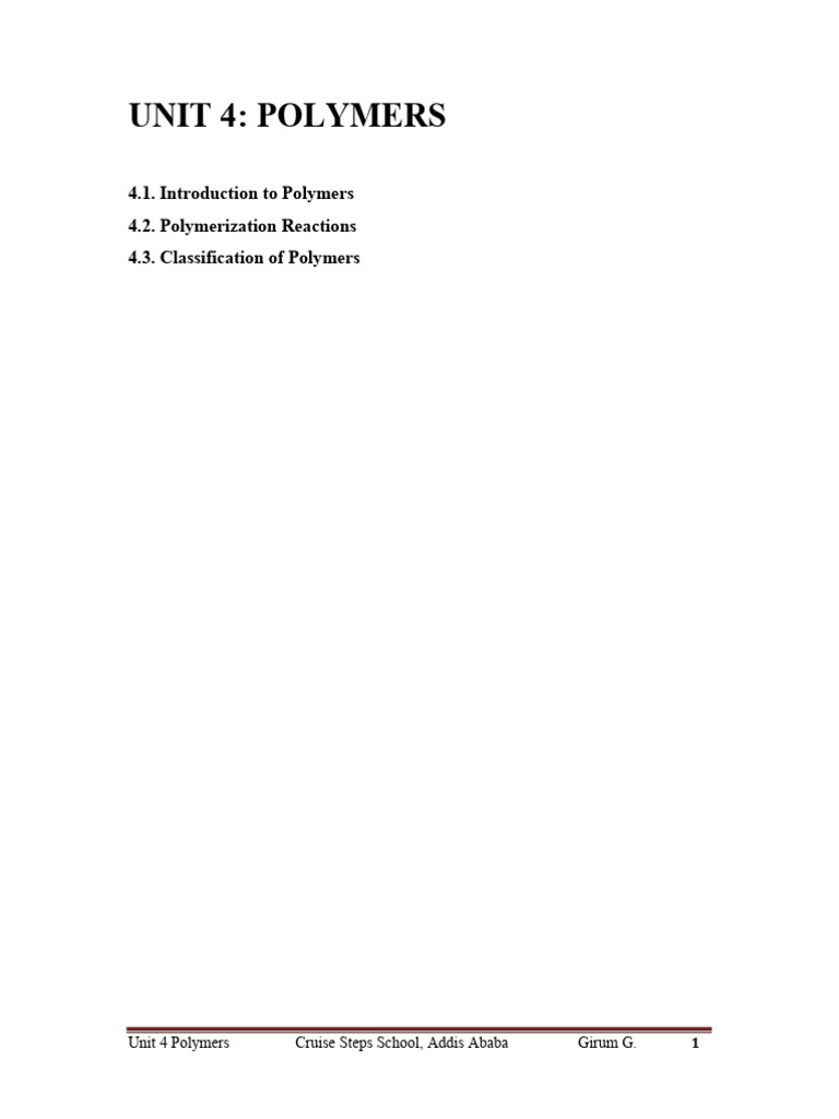 Grade 12 Chemistry: Polymers Overview | PDF | Polymerization | Polymers