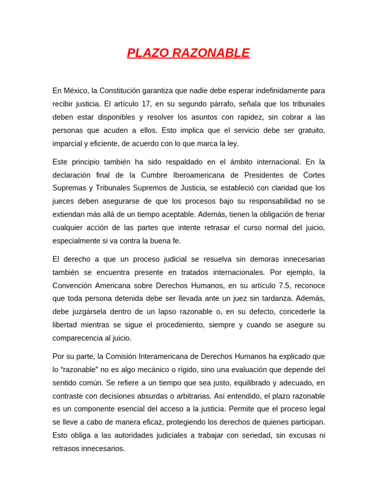 Plazo Razonable en la Justicia Mexicana | PDF | Derechos humanos | Justicia
