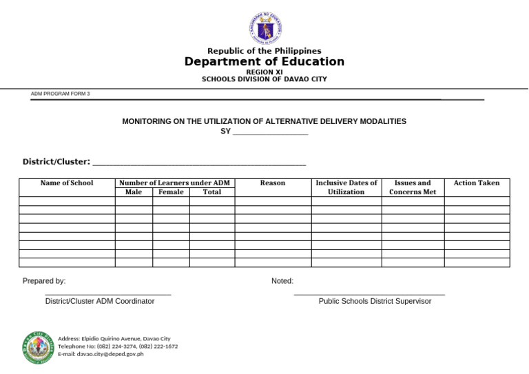 ADM Program Form 3 Monitoring Guide | PDF