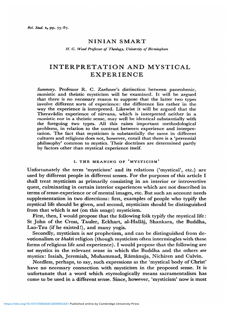 Smart Interpretation and Mystical Experience | PDF | Mysticism ...