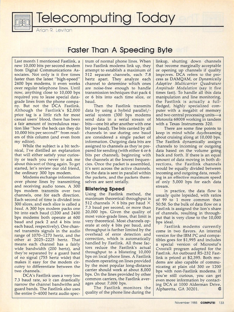 Compute Issue 066 1985 Nov-68 | PDF | Bit Rate | Modem
