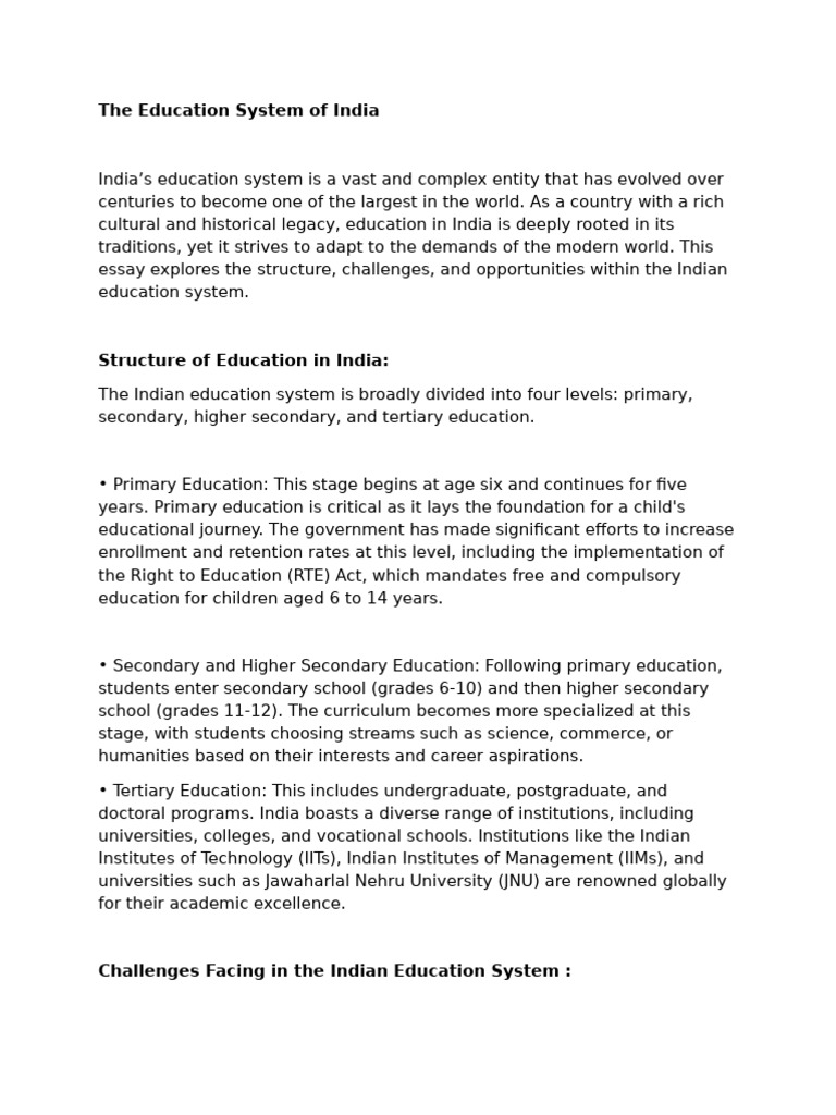 Challenges and Opportunities in India's Education | PDF | Educational ...