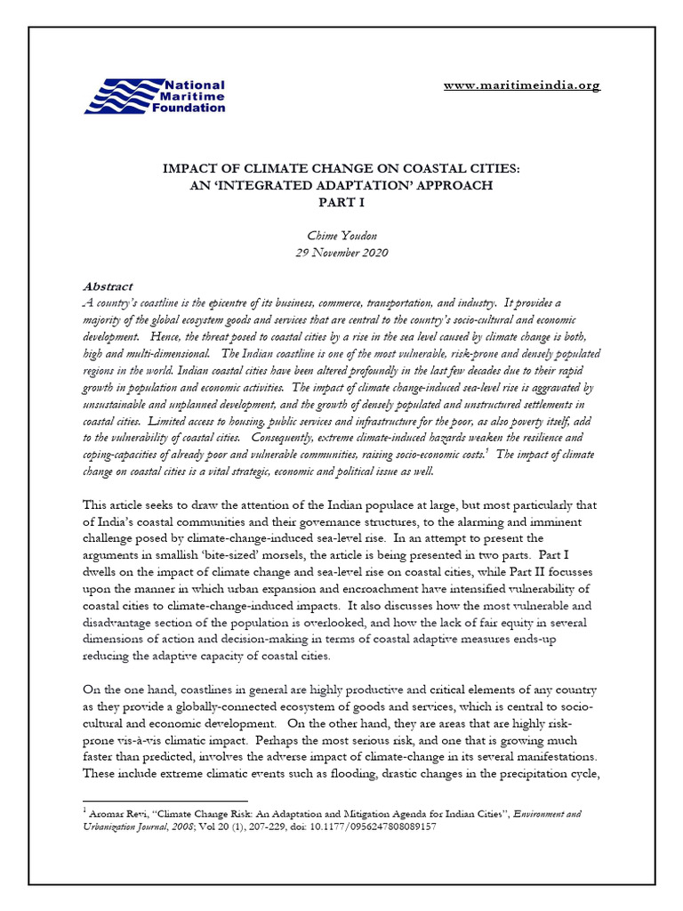 Vulnerability of Coastal Cities | PDF | Climate Change | Sea Level Rise