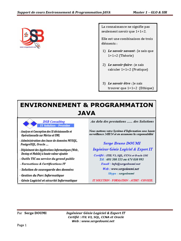 Environnement de Développement Java | PDF | Java (Langage de ...