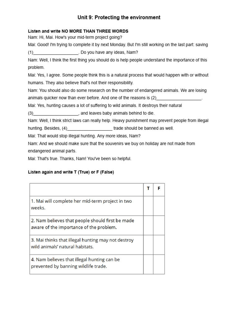 G10 Unit 9 Listening Pdf