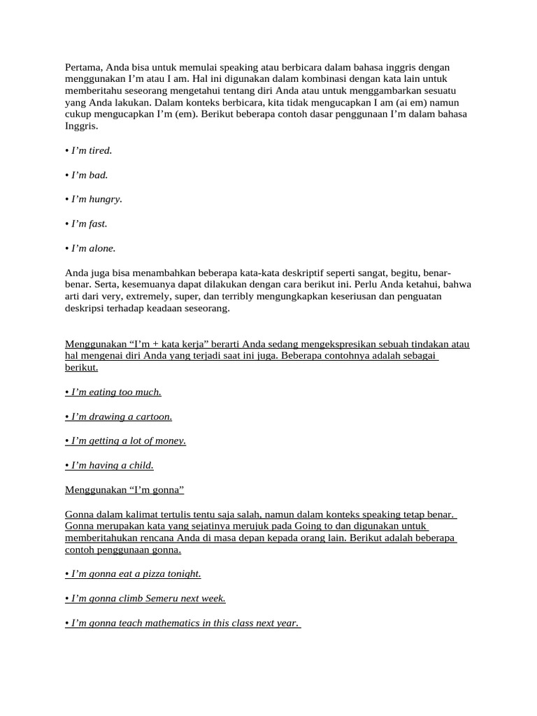 Cara Efektif Belajar Speaking Inggris | PDF