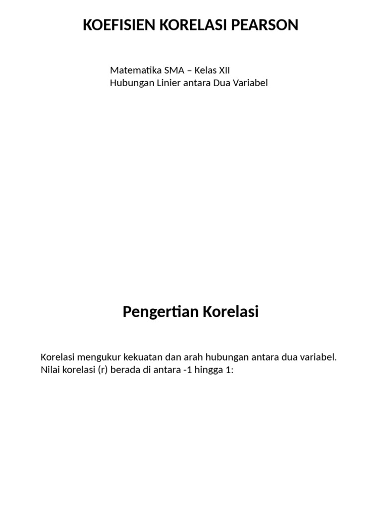 Koefisien Korelasi Pearson Matematika SMA | PDF