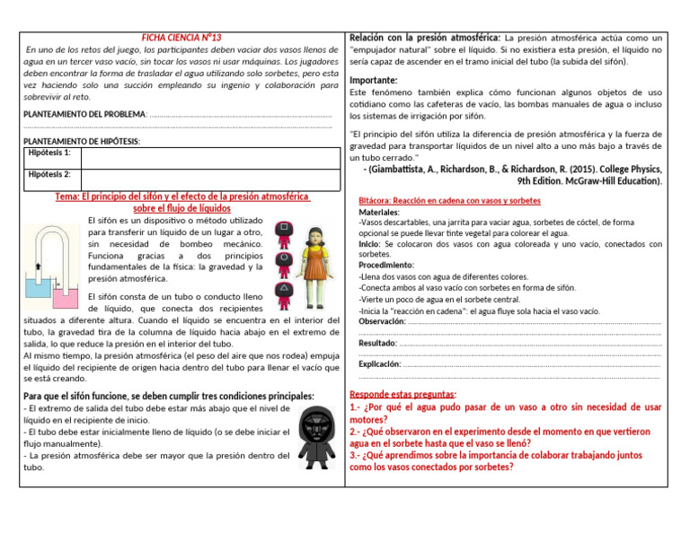 Ficha 13 Ciencia Indaga Calamar | PDF | Vacío | Agua