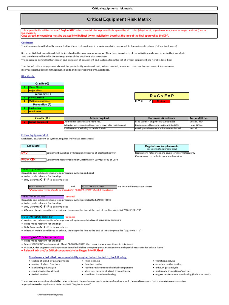 Critical Equipment Risk Assessment | PDF | Risk | Mechanical Engineering