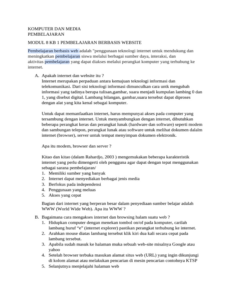 Komputer Dan Media Pembelajaran Modul 8 Pdf