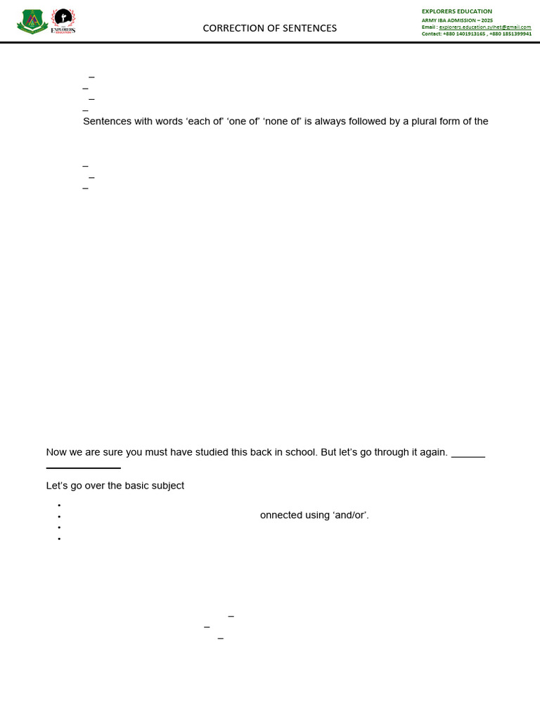 Sentence Correction Guidelines | PDF | Grammatical Number | Verb