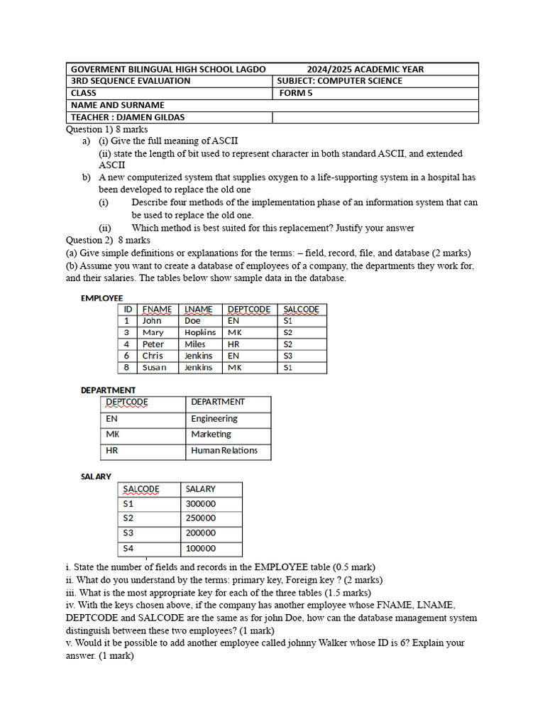 Test 3 Form 5 | PDF