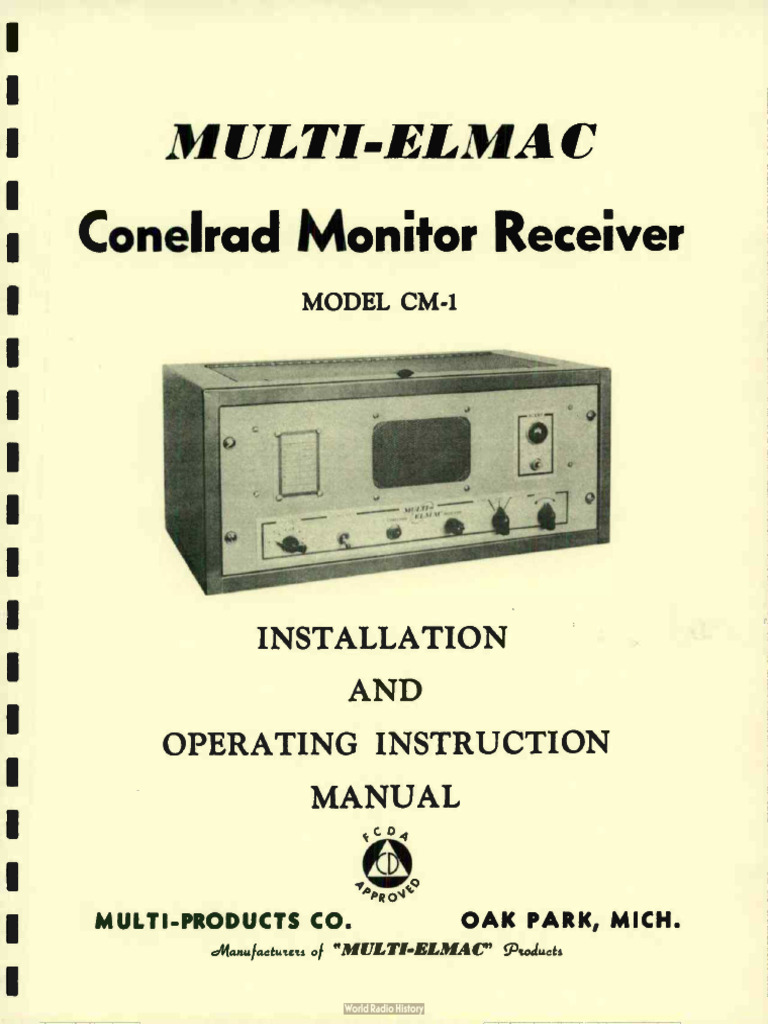 CONELRAD Monitor Receiver Manual | PDF | Vacuum Tube | Amplifier