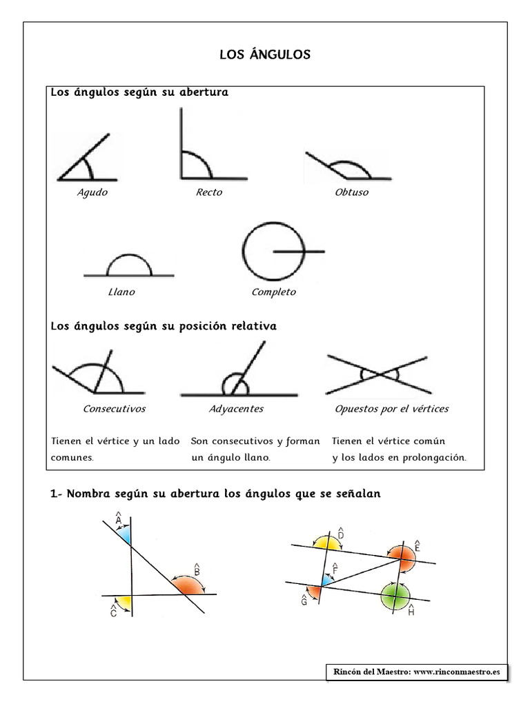 Clasificación y Medición de Ángulos | PDF | Espacio | Matemática Elemental