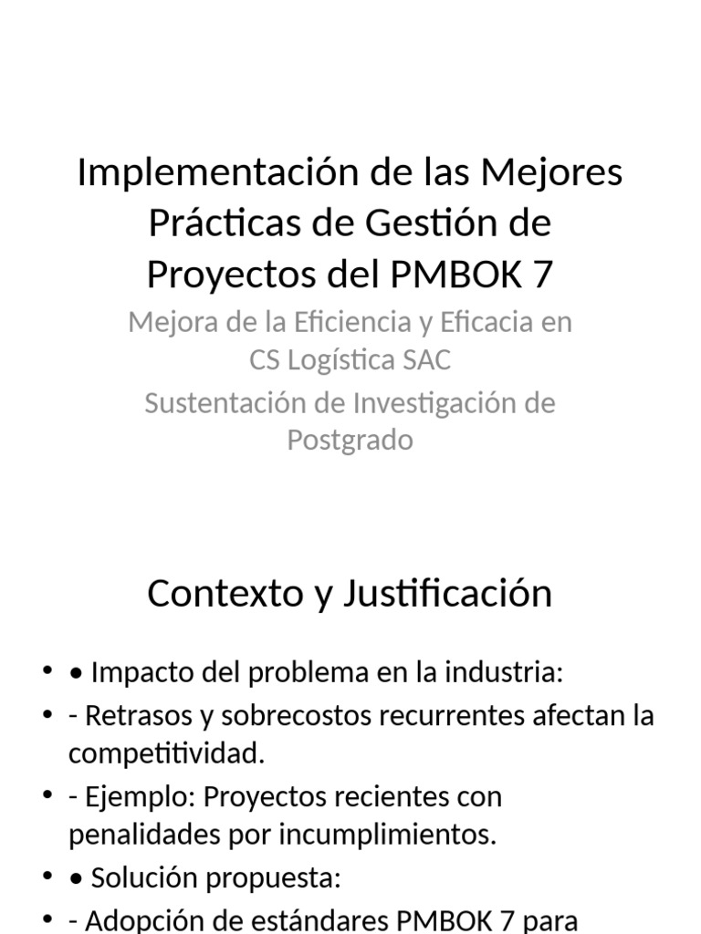 Mejora de Proyectos con PMBOK 7 en CS Logística | PDF | Logística ...