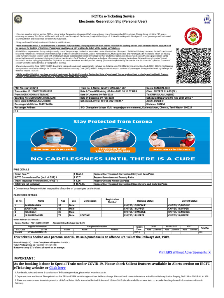 IRCTC e-Ticketing Guidelines and Details | PDF | Identity Document