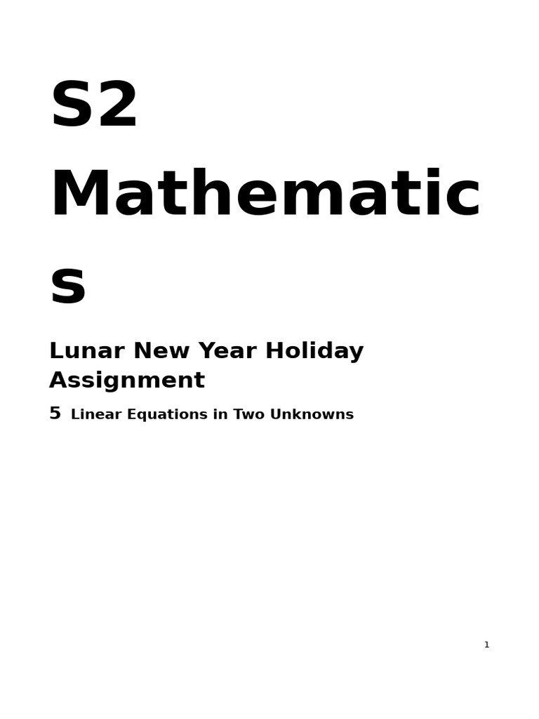 S2 Mathematics Lunar New Year Holiday Assignment 2425 Solution | PDF ...