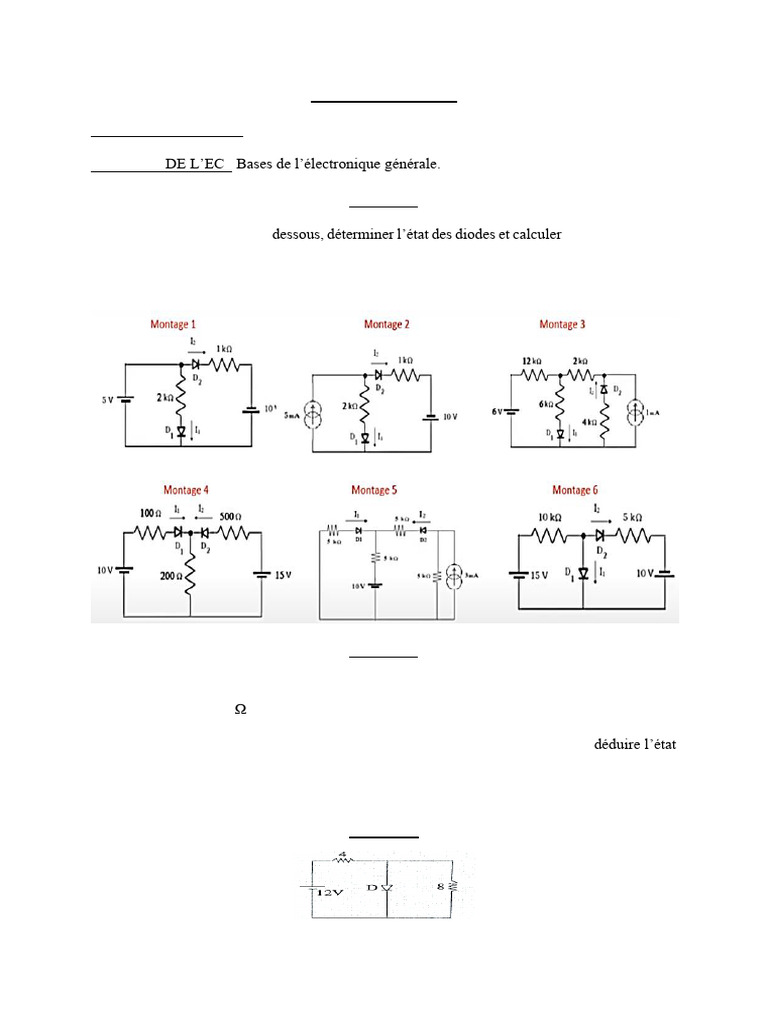 Exercices d'électronique MKA1 | PDF | Diode | Tension électrique