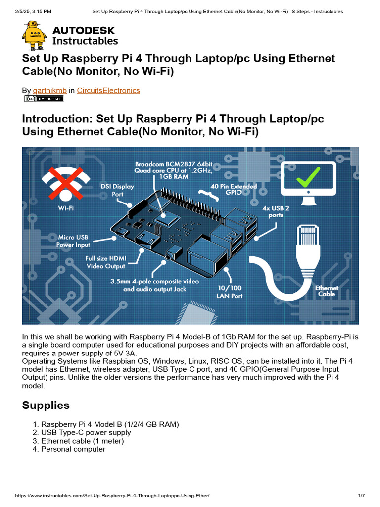 Set Up Raspberry Pi 4 Through Laptop - PC Using Ethernet Cable (No ...