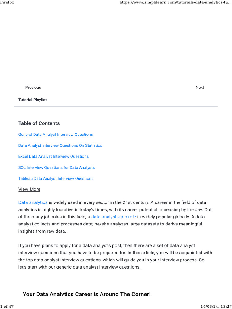 Data Analyst Interview Questions Guide | PDF | Outlier | Data Analysis