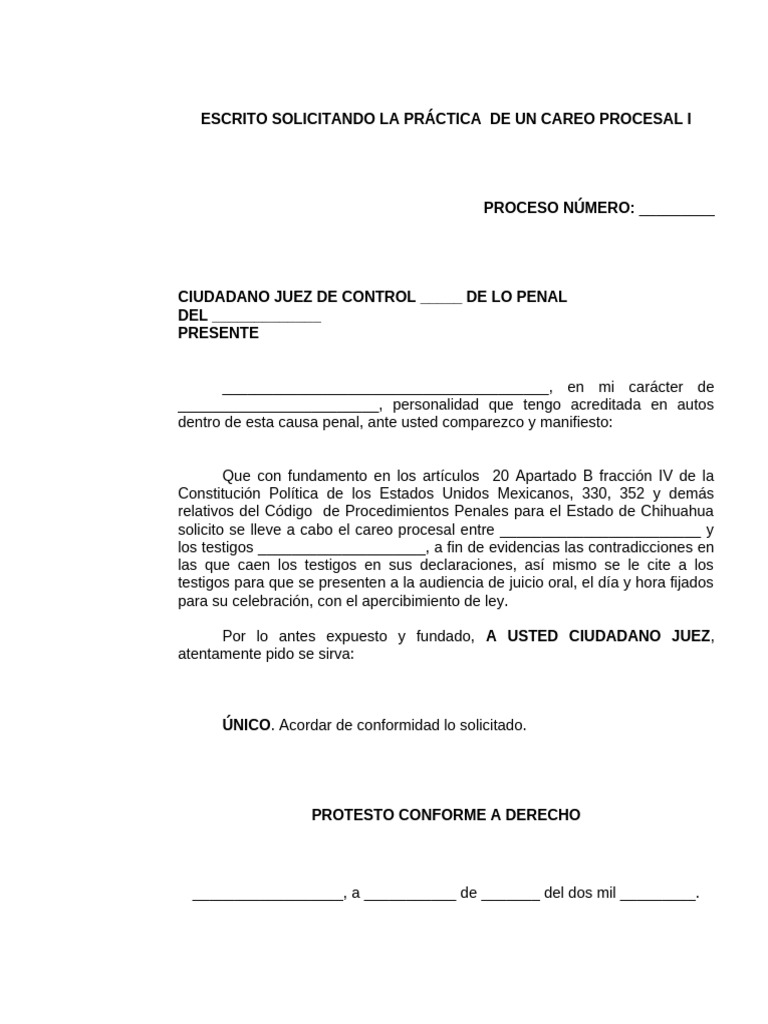 Solicitud de Careo Procesal I | PDF
