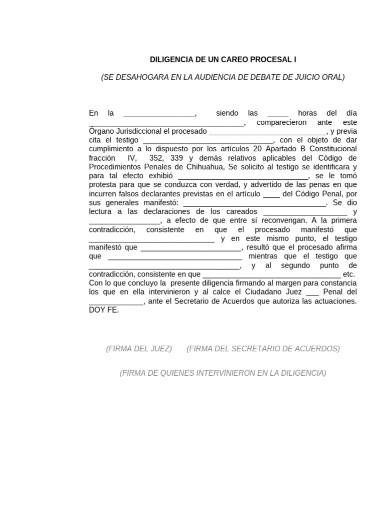 Diligencia de Un Careo Procesal i | PDF