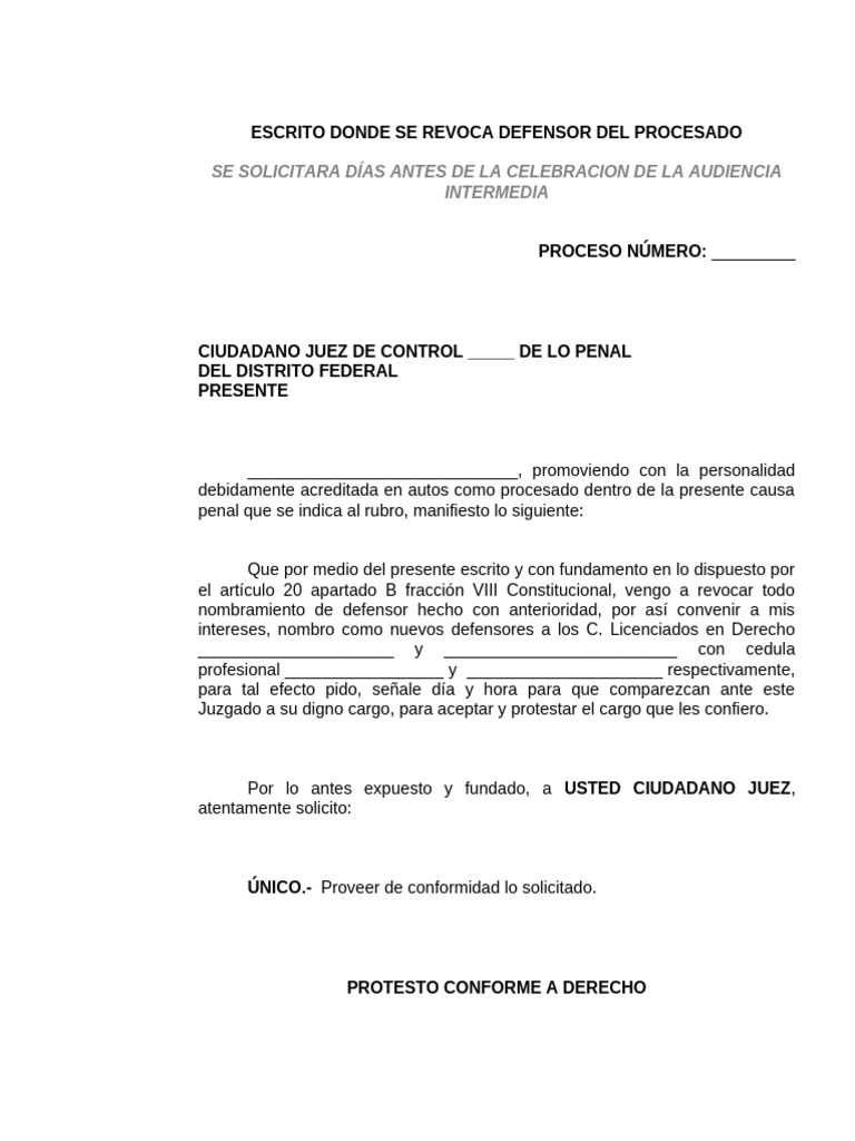 Revocación de Defensor en Proceso Penal | PDF
