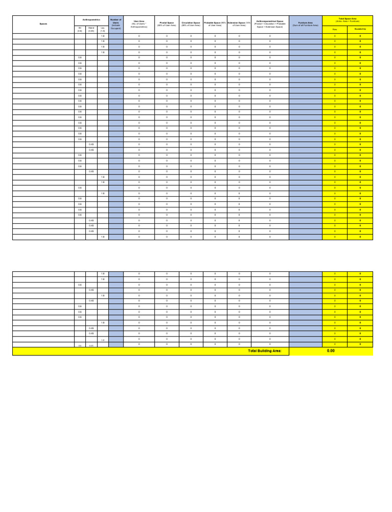 Space Programming Format | PDF | Furniture | Interior Design