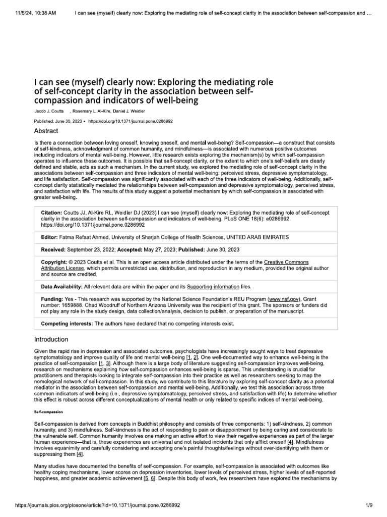 Paper 2 - Exploring The Mediating Role of Self Concept Clarity | PDF