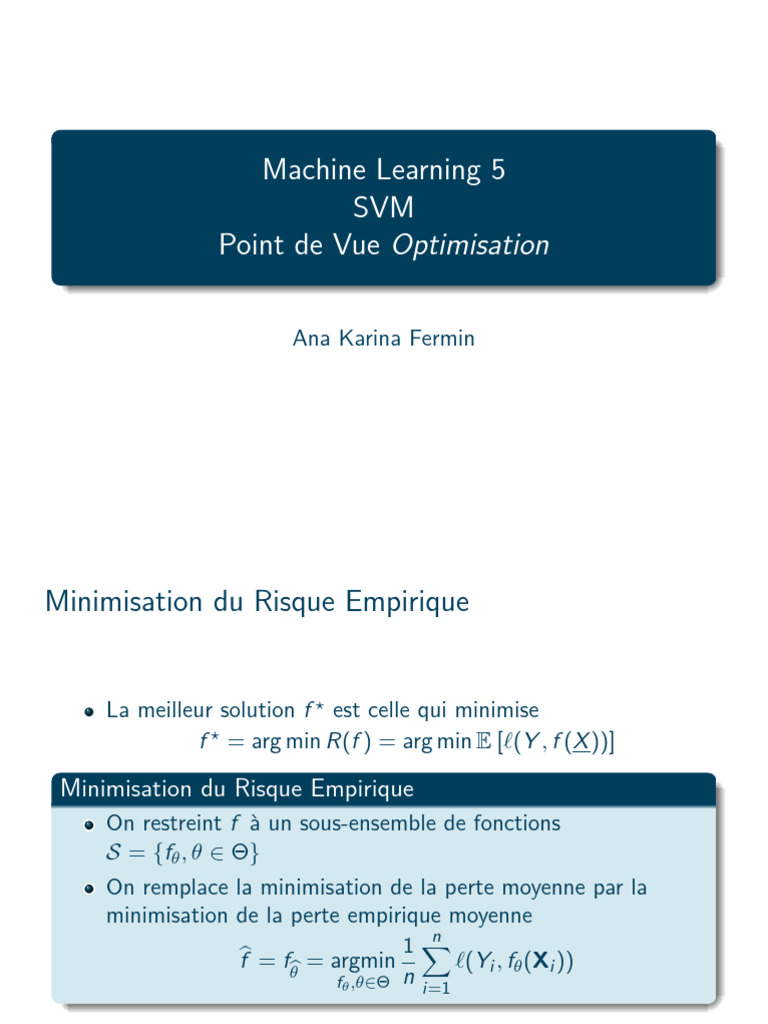 Optimisation SVM et Convexification | PDF | Machine à vecteurs de ...