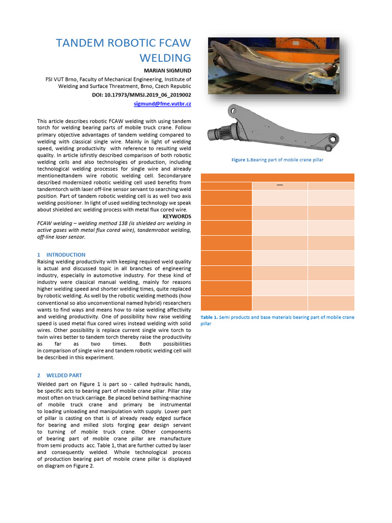 Tandem Robotic FCAW Welding Techniques | PDF | Welding | Construction