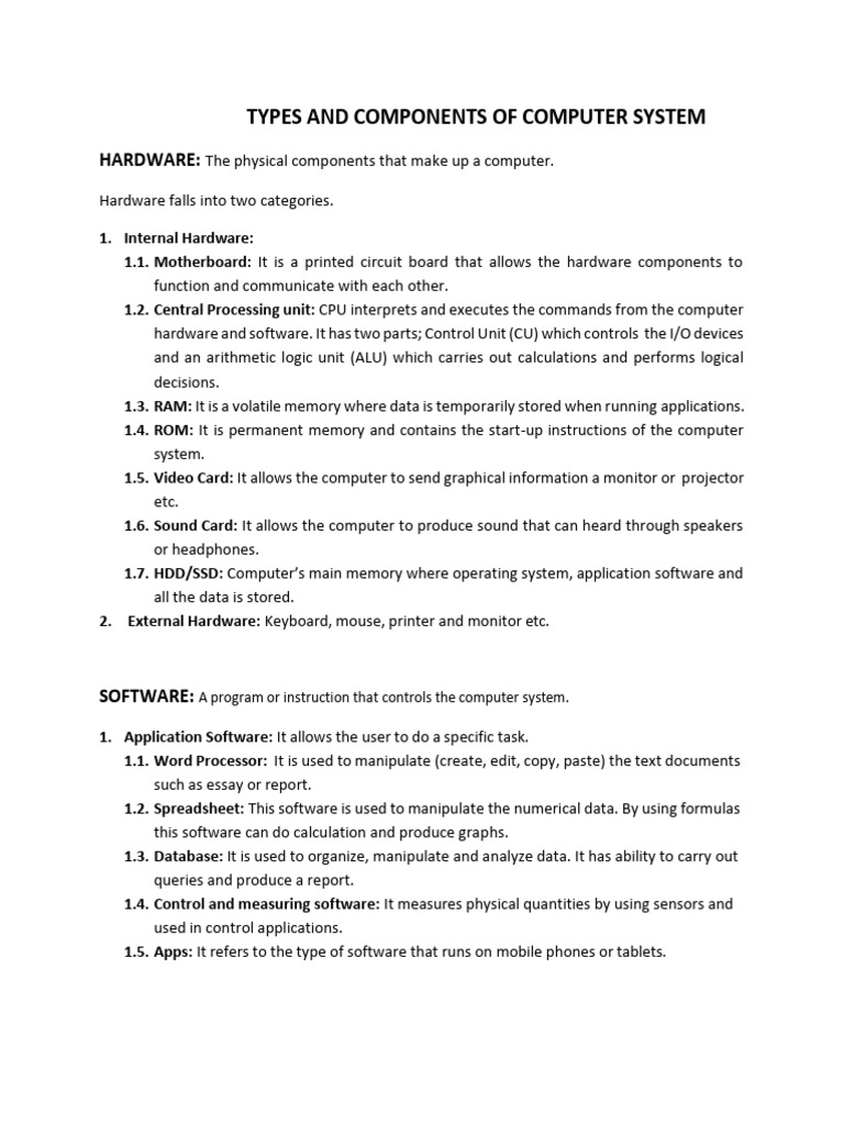 Computer System Types and Components | PDF | Smartphone | Computer Hardware