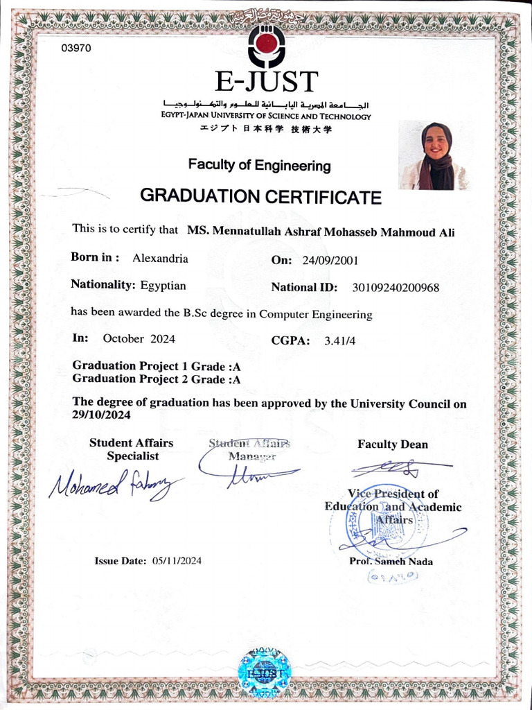 Graduation Certificate for Computer Engineering | PDF | Science ...