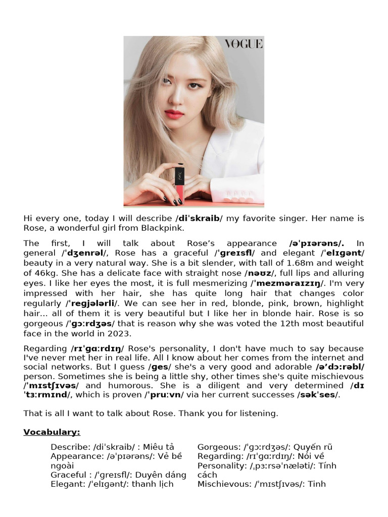 Rose from Blackpink: Beauty & Personality | PDF