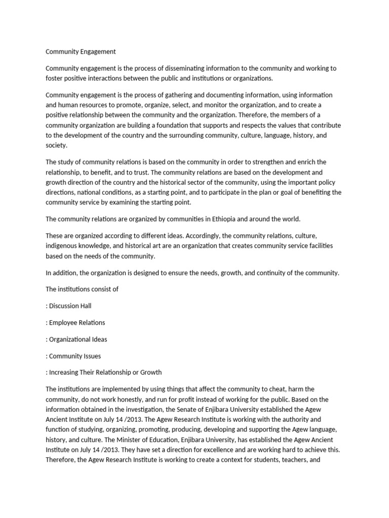 Community Engagement Strategies and Goals | PDF | Community | Human ...