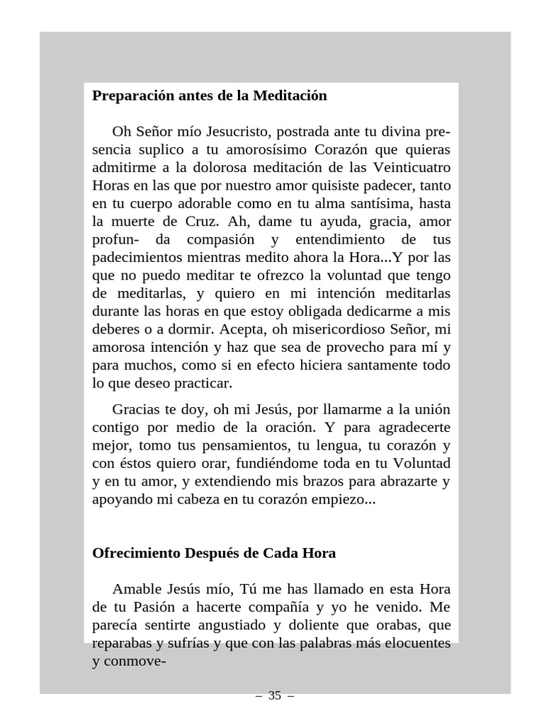 LAS 24 HORAS DE LA PASION DE NUESTRO SEÑOR JESUCRISTO - 14° Hora | PDF ...