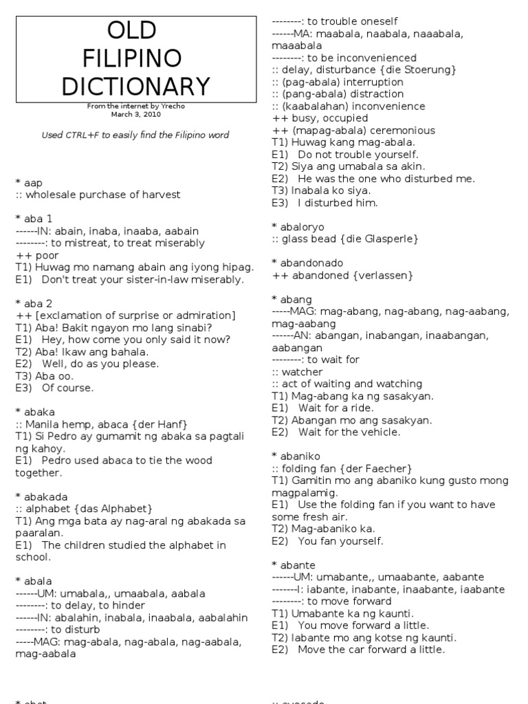 Old Filipino Dictionary PDF, 44 OFF gbutaganskij.ru