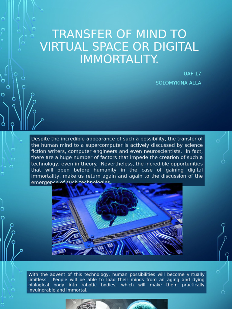 Transfer of Mind To Virtual Space or Digital Immortality. | PDF | Mind ...
