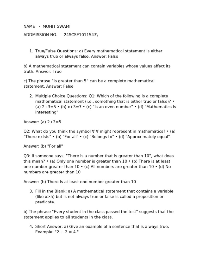 Understanding Mathematical Statements | PDF