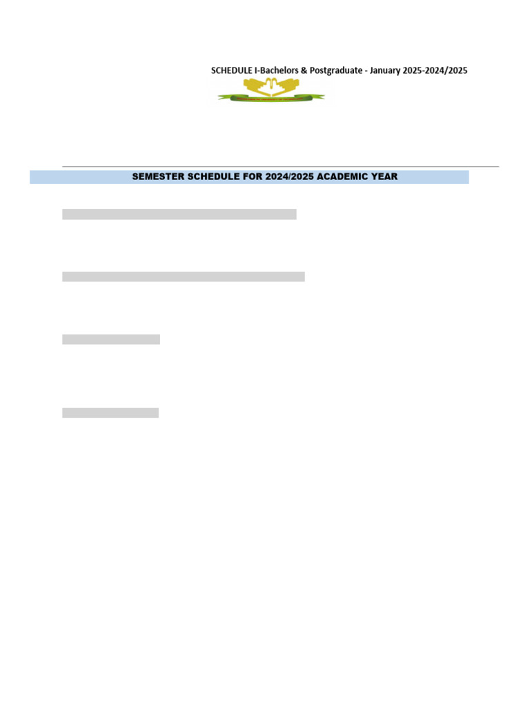 SCHEDULE I Bachelors & Postgraduate Students Resuming On 6th January ...