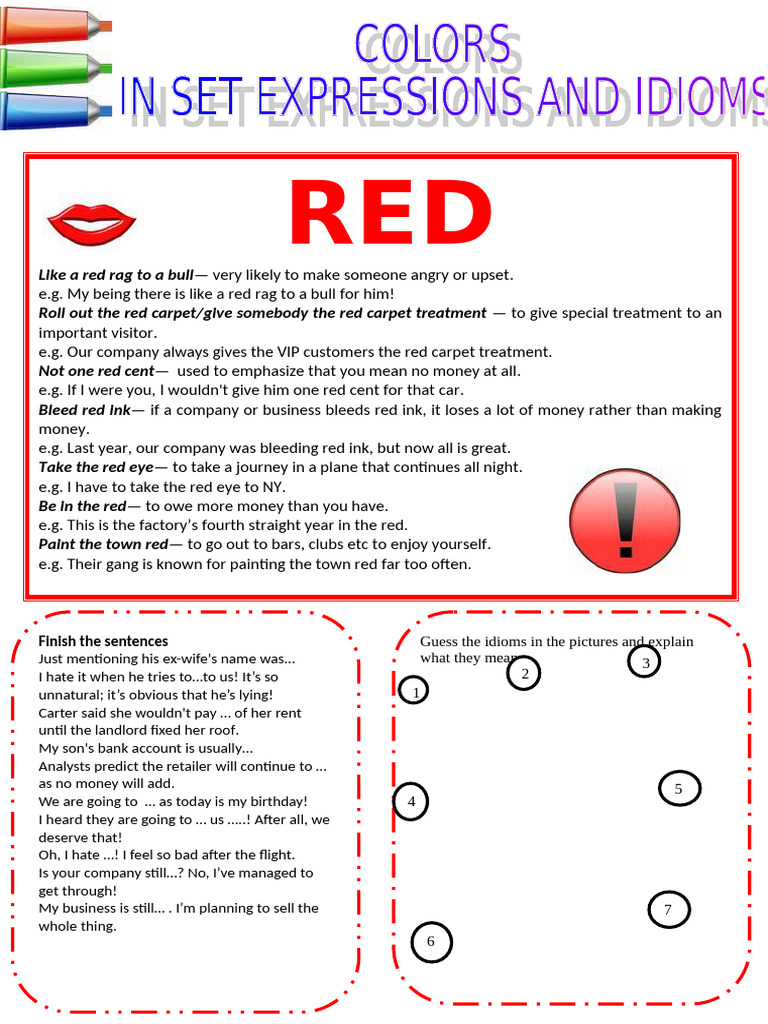 Red Idioms and Their Meanings | PDF