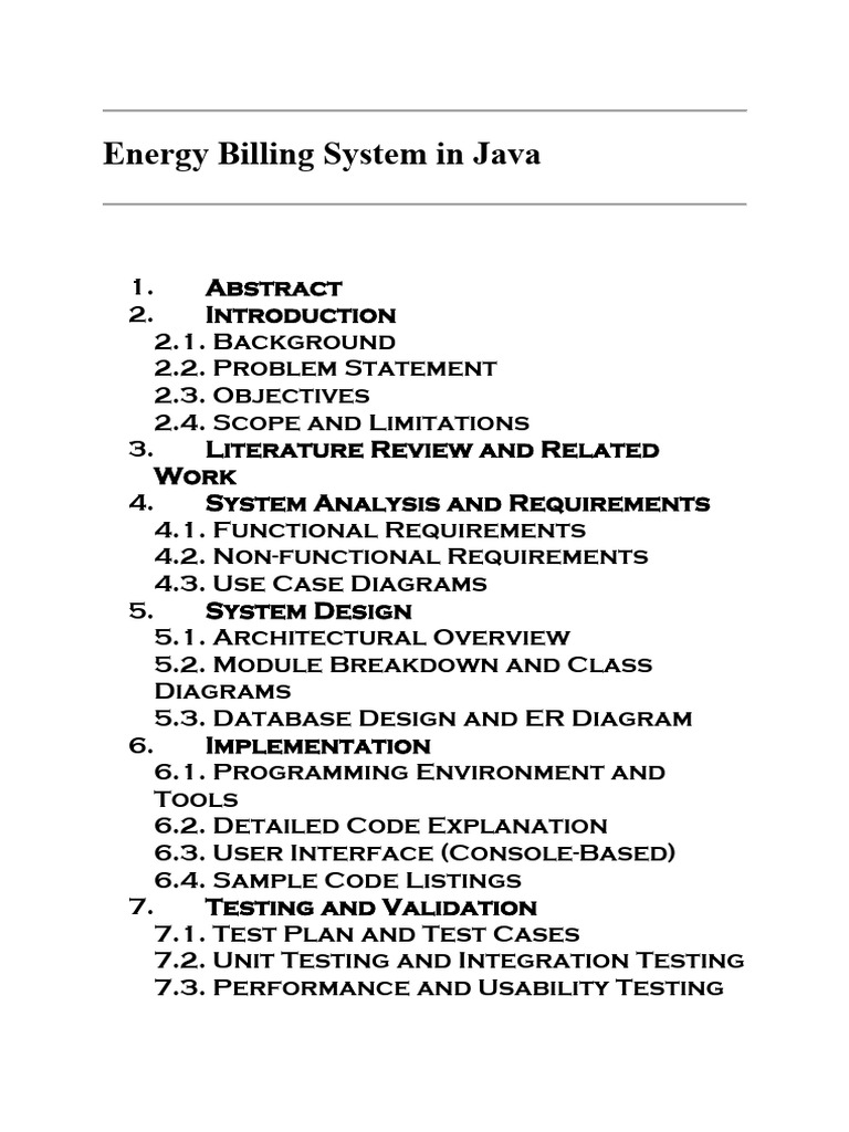 Java Energy Billing System Overview | PDF | Software Testing | Class ...