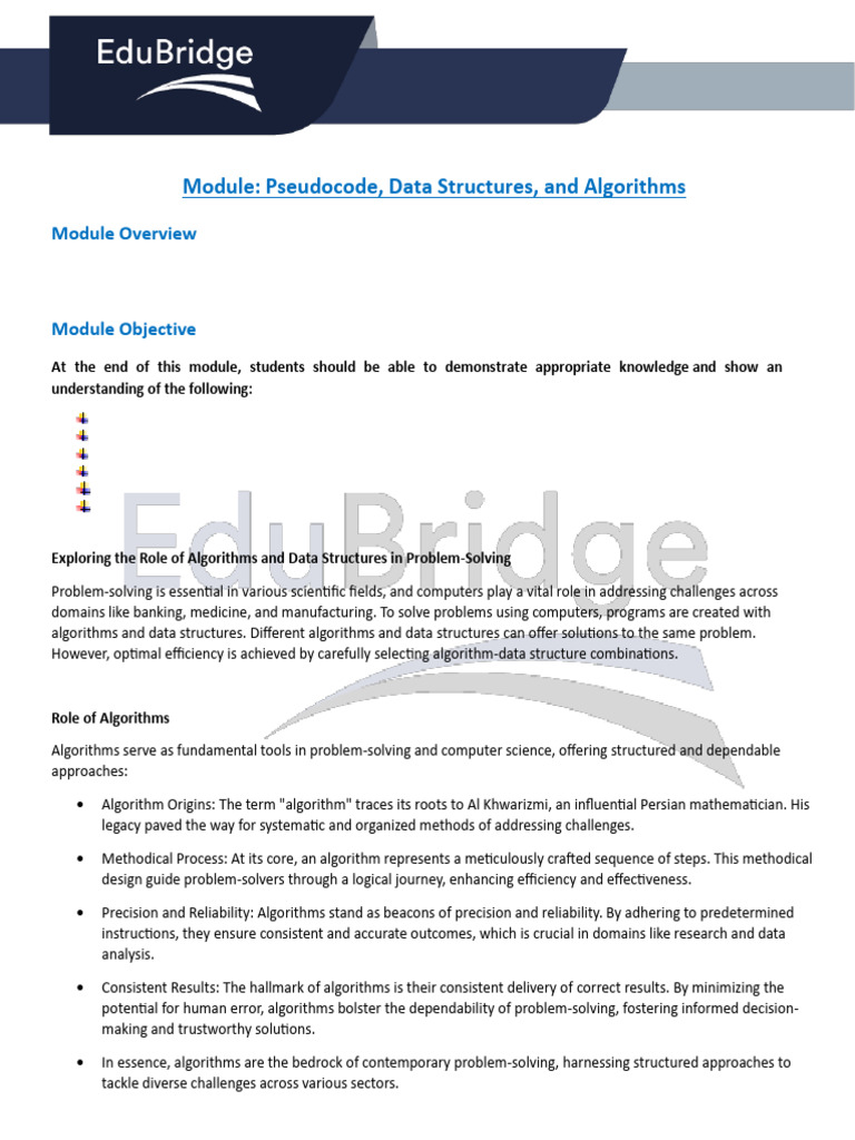 Data Structureand Pseudocode | PDF | Algorithms And Data Structures ...