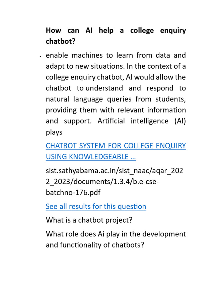 AI-Enhanced College Enquiry Chatbot | PDF