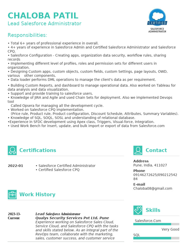 Lead Salesforce Administrator Profile | PDF | Computing | Data Management