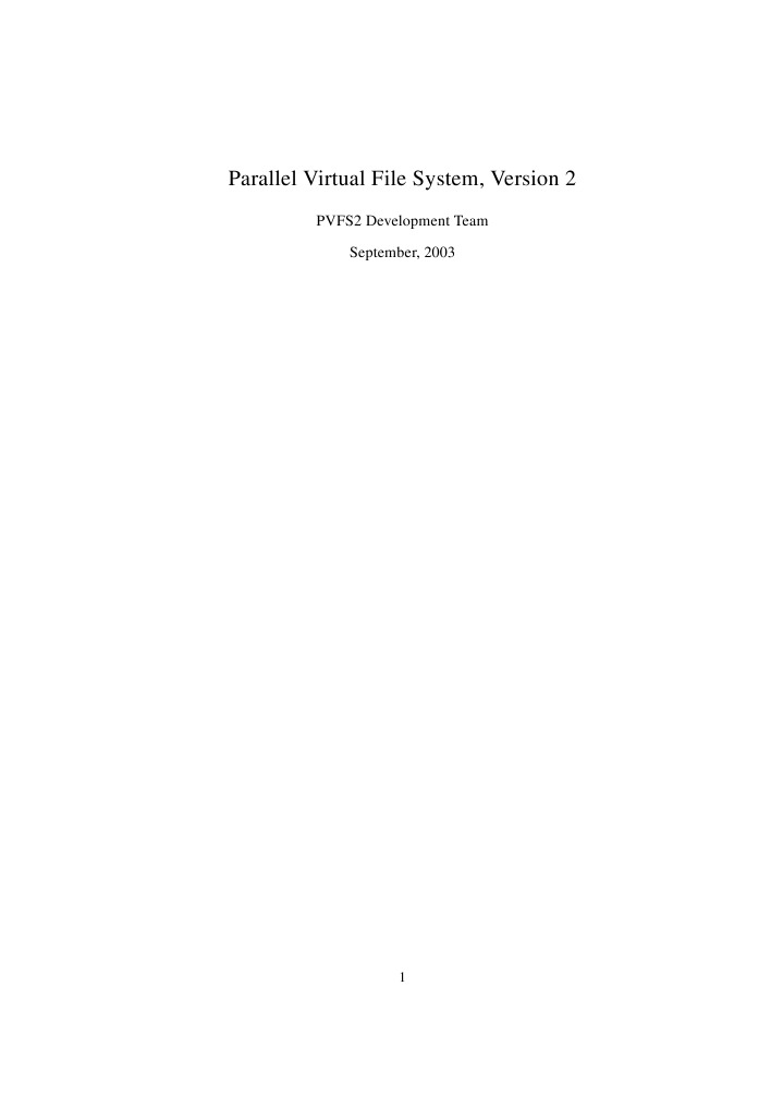 PVFS2: Advanced Parallel File System | PDF | Application Programming ...